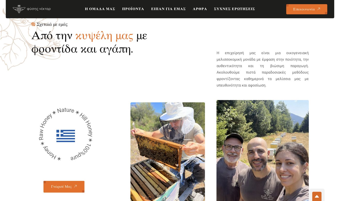 Screenshot of the Fisis Nectar website homepage